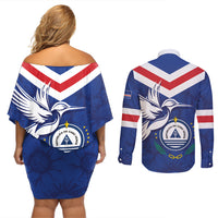 Cape Verde Independence Day Couples Matching Off Shoulder Short Dress and Long Sleeve Button Shirt Gerbera Daisy Pattern - Wonder Print Shop