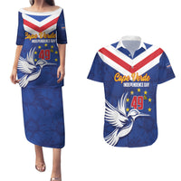 Cape Verde Independence Day Couples Matching Puletasi and Hawaiian Shirt Gerbera Daisy Pattern - Wonder Print Shop