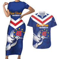 Cape Verde Independence Day Couples Matching Short Sleeve Bodycon Dress and Hawaiian Shirt Gerbera Daisy Pattern - Wonder Print Shop