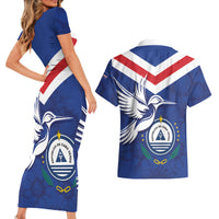 Cape Verde Independence Day Couples Matching Short Sleeve Bodycon Dress and Hawaiian Shirt Gerbera Daisy Pattern - Wonder Print Shop