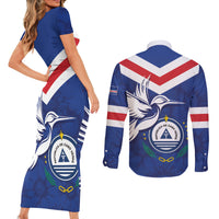 Cape Verde Independence Day Couples Matching Short Sleeve Bodycon Dress and Long Sleeve Button Shirt Gerbera Daisy Pattern - Wonder Print Shop