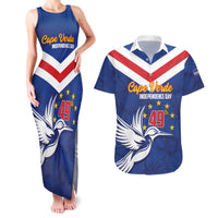 Cape Verde Independence Day Couples Matching Tank Maxi Dress and Hawaiian Shirt Gerbera Daisy Pattern - Wonder Print Shop