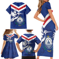 Cape Verde Independence Day Family Matching Short Sleeve Bodycon Dress and Hawaiian Shirt Gerbera Daisy Pattern - Wonder Print Shop