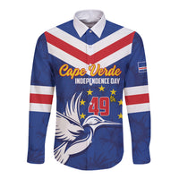 Cape Verde Independence Day Long Sleeve Button Shirt Gerbera Daisy Pattern - Wonder Print Shop