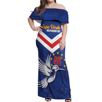 Cape Verde Independence Day Off Shoulder Maxi Dress Gerbera Daisy Pattern - Wonder Print Shop