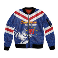 Cape Verde Independence Day Sleeve Zip Bomber Jacket Gerbera Daisy Pattern - Wonder Print Shop
