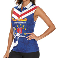 Cape Verde Independence Day Women Sleeveless Polo Shirt Gerbera Daisy Pattern - Wonder Print Shop