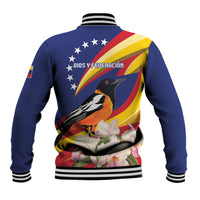 Venezuela Independence Day Baseball Jacket Venezuelan Troupial Cattleya Mossiae - Wonder Print Shop