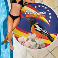 Venezuela Independence Day Beach Blanket Venezuelan Troupial Cattleya Mossiae - Wonder Print Shop