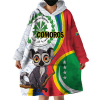 Comoros Independence Day Wearable Blanket Hoodie 1975 Komori Mongoose Lemur African Pattern - Wonder Print Shop