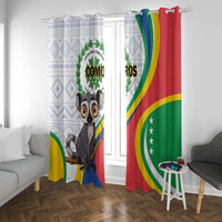 Comoros Independence Day Window Curtain 1975 Komori Mongoose Lemur African Pattern - Wonder Print Shop
