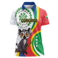 Comoros Independence Day Women Polo Shirt 1975 Komori Mongoose Lemur African Pattern - Wonder Print Shop