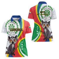 Comoros Independence Day Women Polo Shirt 1975 Komori Mongoose Lemur African Pattern - Wonder Print Shop