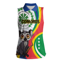 Comoros Independence Day Women Sleeveless Polo Shirt 1975 Komori Mongoose Lemur African Pattern - Wonder Print Shop