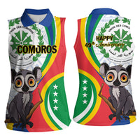 Comoros Independence Day Women Sleeveless Polo Shirt 1975 Komori Mongoose Lemur African Pattern - Wonder Print Shop