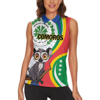 Comoros Independence Day Women Sleeveless Polo Shirt 1975 Komori Mongoose Lemur African Pattern - Wonder Print Shop
