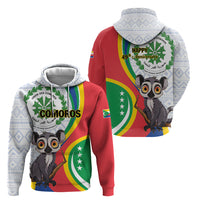Comoros Independence Day Zip Hoodie 1975 Komori Mongoose Lemur African Pattern - Wonder Print Shop