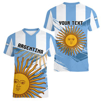 Custom Argentina Women V Neck T Shirt La Argentina Sol De Mayo Sport Style - Wonder Print Shop