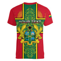Custom Ghana Women V Neck T Shirt Ghana Cross Of Saint George With Tawny Eagles - Wonder Print Shop