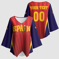 Custom Spain 2026 World Football Kimono Sleeve Blouse Vamos La Roja