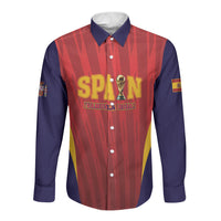 Custom Spain 2026 World Football Long Sleeve Button Shirt Vamos La Roja