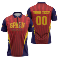 Custom Spain 2026 World Football Zipper Polo Shirt Vamos La Roja