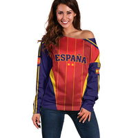 Custom Spain 2026 World Football Off Shoulder Sweater Vamos Espana