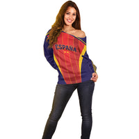 Custom Spain 2026 World Football Off Shoulder Sweater Vamos Espana