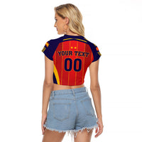 Custom Spain 2026 World Football Raglan Cropped T Shirt Vamos Espana