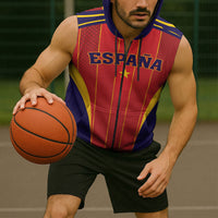 Custom Spain 2026 World Football Sleeveless Zip Hoodie Vamos Espana