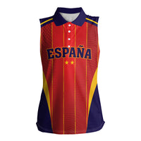 Custom Spain 2026 World Football Women Sleeveless Polo Shirt Vamos Espana