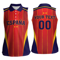 Custom Spain 2026 World Football Women Sleeveless Polo Shirt Vamos Espana