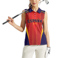 Custom Spain 2026 World Football Women Sleeveless Polo Shirt Vamos Espana