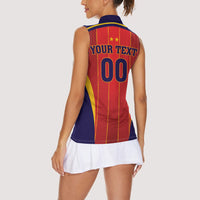 Custom Spain 2026 World Football Women Sleeveless Polo Shirt Vamos Espana