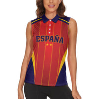 Custom Spain 2026 World Football Women Sleeveless Polo Shirt Vamos Espana