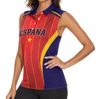Custom Spain 2026 World Football Women Sleeveless Polo Shirt Vamos Espana
