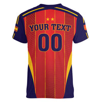 Custom Spain 2026 World Football Women V-Neck T-Shirt Vamos Espana