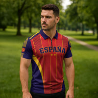 Custom Spain 2026 World Football Zipper Polo Shirt Vamos Espana