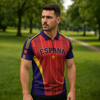Custom Spain 2026 World Football Zipper Polo Shirt Vamos Espana
