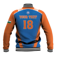 Custom India 2026 World Cricket Baseball Jacket Women in Blue Go Champions