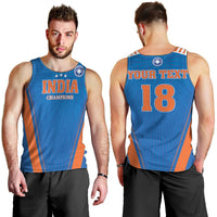 Custom India 2026 World Cricket Men Tank Top Women in Blue Go Champions