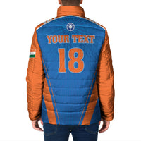 Custom India 2026 World Cricket Padded Jacket Women in Blue Go Champions