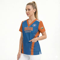 Custom India 2026 World Cricket Scrub Top Women in Blue Go Champions