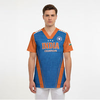 Custom India 2026 World Cricket Scrub Top Women in Blue Go Champions