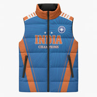 Custom India 2026 World Cricket Sleeveless Puffer Jacket Women in Blue Go Champions
