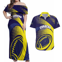 Custom Rugby Curacao Couples Matching Off Shoulder Maxi Dress and Hawaiian Shirt Korsou Go Champion - Wonder Print Shop