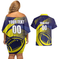 Custom Rugby Curacao Couples Matching Off Shoulder Short Dress and Hawaiian Shirt Korsou Go Champion - Wonder Print Shop