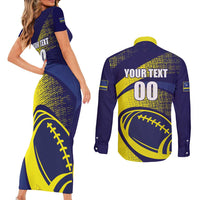 Custom Rugby Curacao Couples Matching Short Sleeve Bodycon Dress and Long Sleeve Button Shirt Korsou Go Champion - Wonder Print Shop