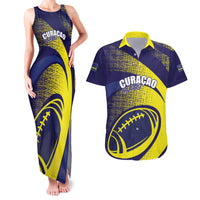 Custom Rugby Curacao Couples Matching Tank Maxi Dress and Hawaiian Shirt Korsou Go Champion - Wonder Print Shop