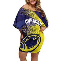 Custom Rugby Curacao Family Matching Off Shoulder Short Dress and Hawaiian Shirt Korsou Go Champion - Wonder Print Shop